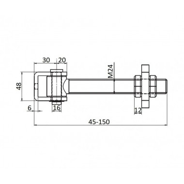 CAME HL 24 G (1700188) Петля регулируемая с пластиной крепления, 45-150 мм, М24