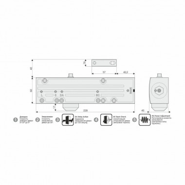 NOTEDO DC-050-150 DA+BC PRO (серебро) доводчик дверной механогидравлический, накладной